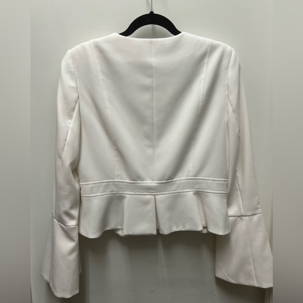 White House Black Market White Peplum Blazer long bell sleeve size 10 - Picture 3 of 9